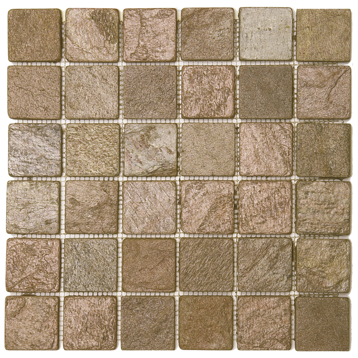 Copper Matte 2"'x2" Quartzite Mosaic