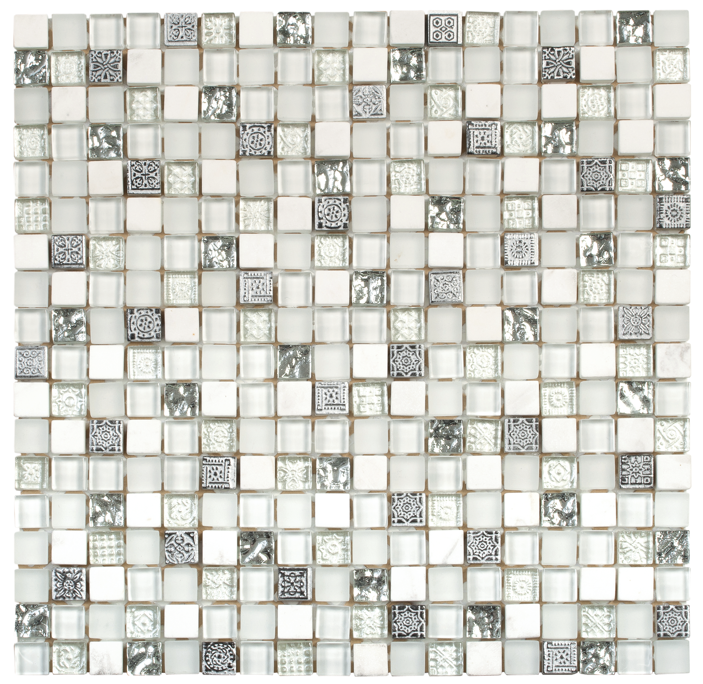 Mix White Grey Glass Mosaic