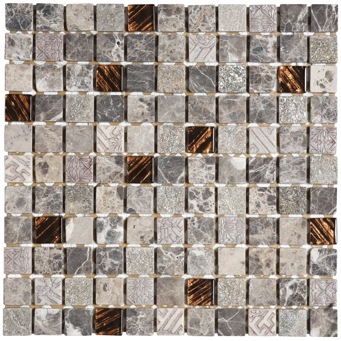 Brown/Brown Glass Mix 1 x 1 Marble  Mosaic