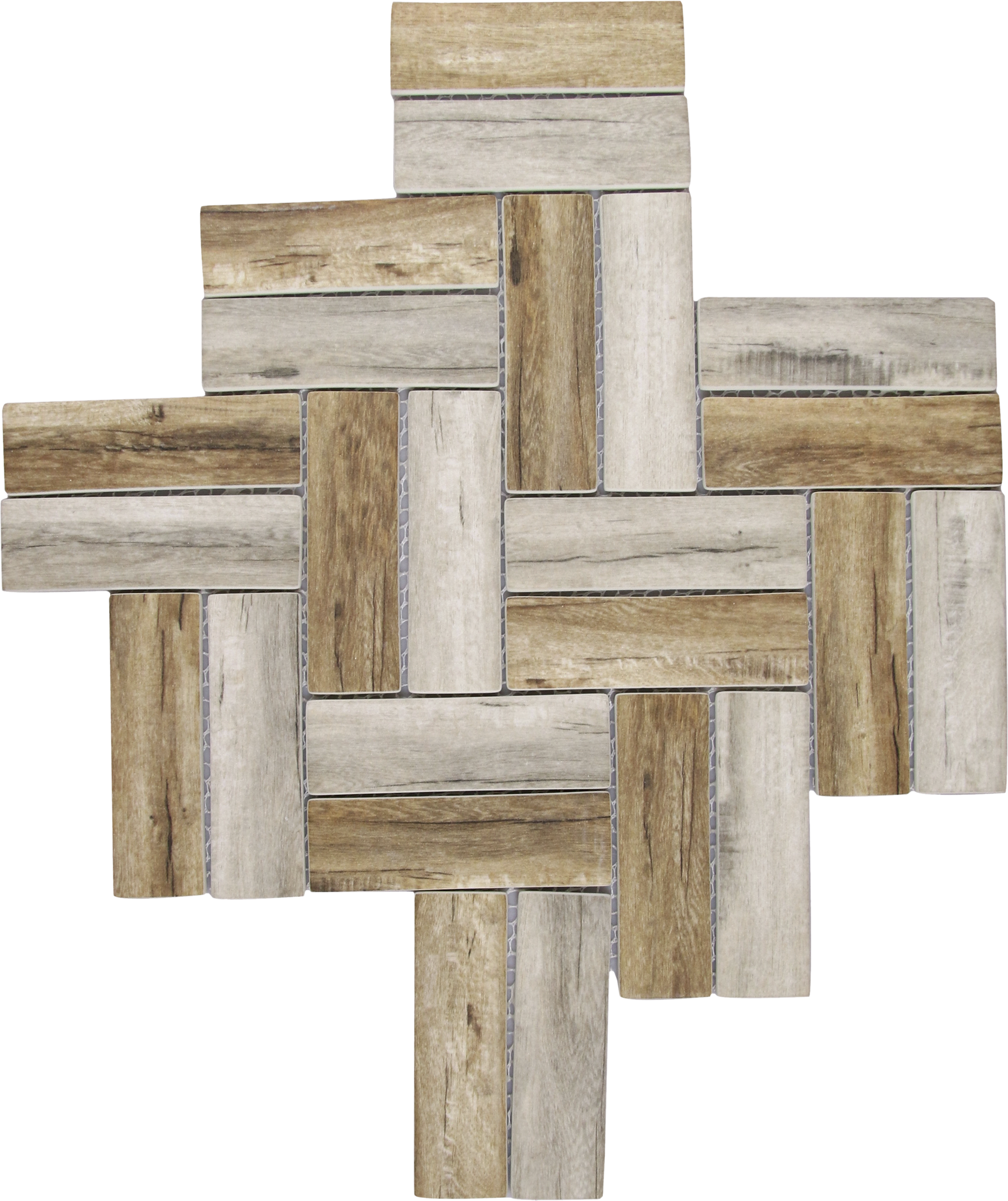 Recycled Glass Herringbone Beige Brown  Mosaic