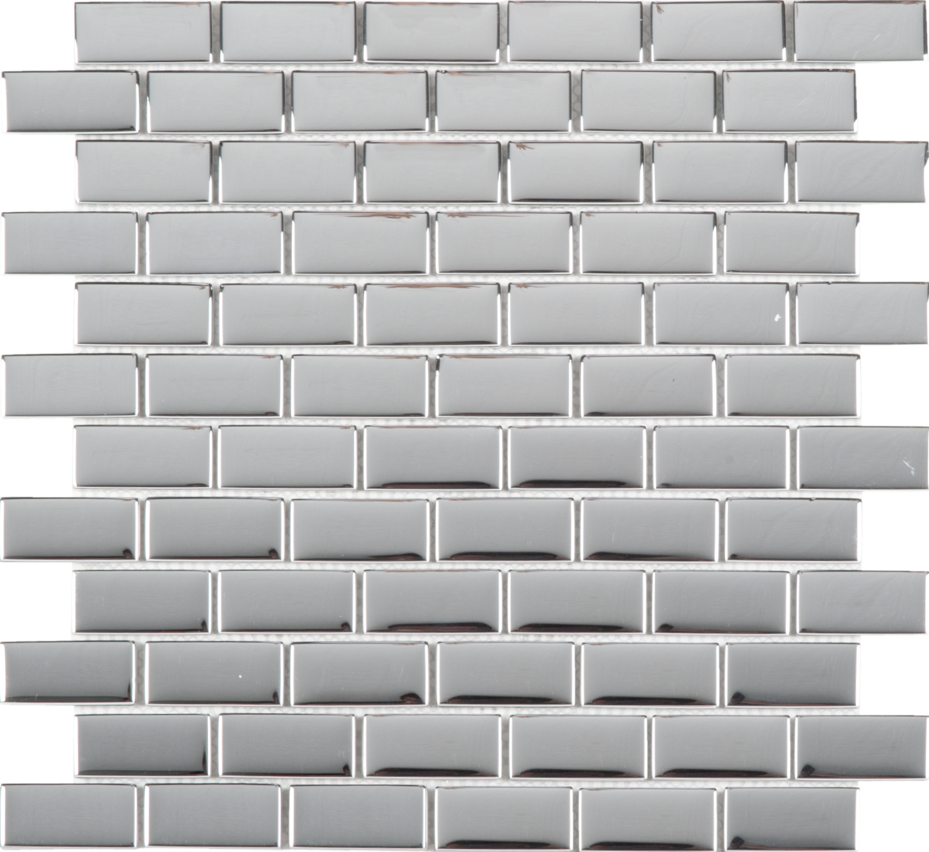 Glass Brick 1"x2"  Chrome Mosaic 12"x12"