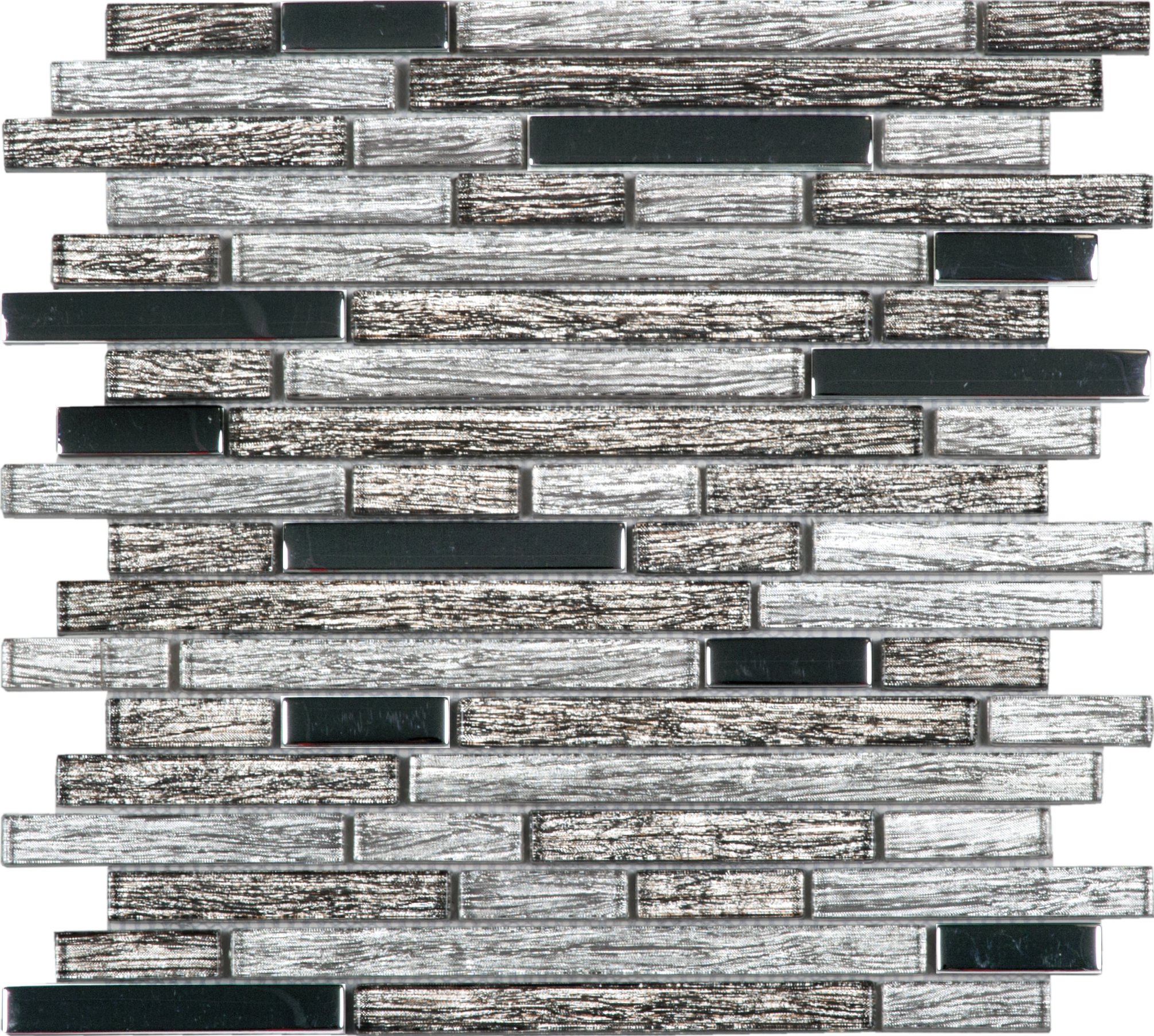 Baguette Glass Polished Grey Brown Mix Mosaic