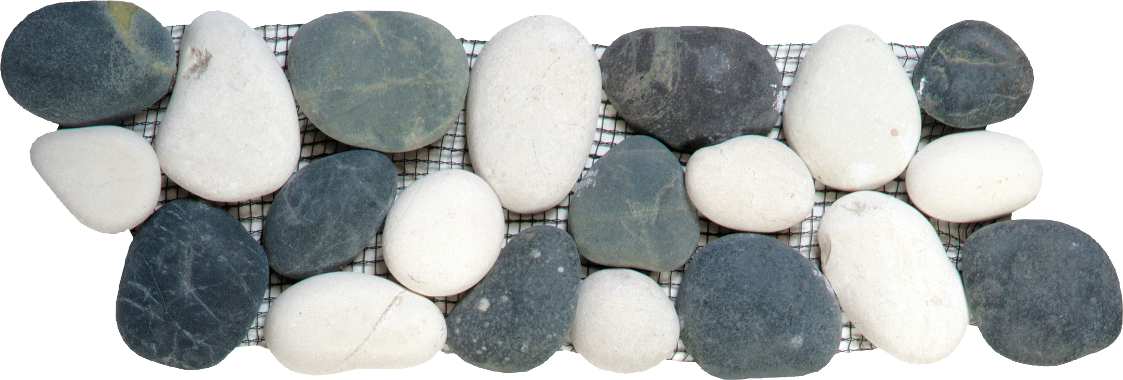 Mix White/Black Rectified Matte Pebble Interlocking Border