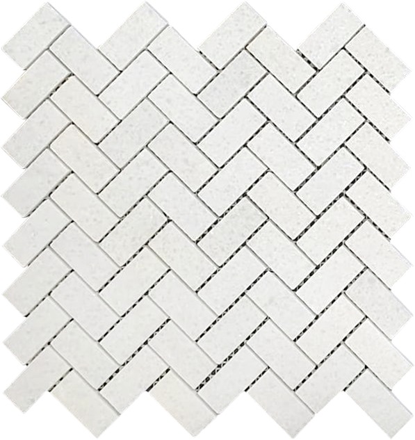 Herringbone Crystal White Marble Polished 1"x2" Mosaic