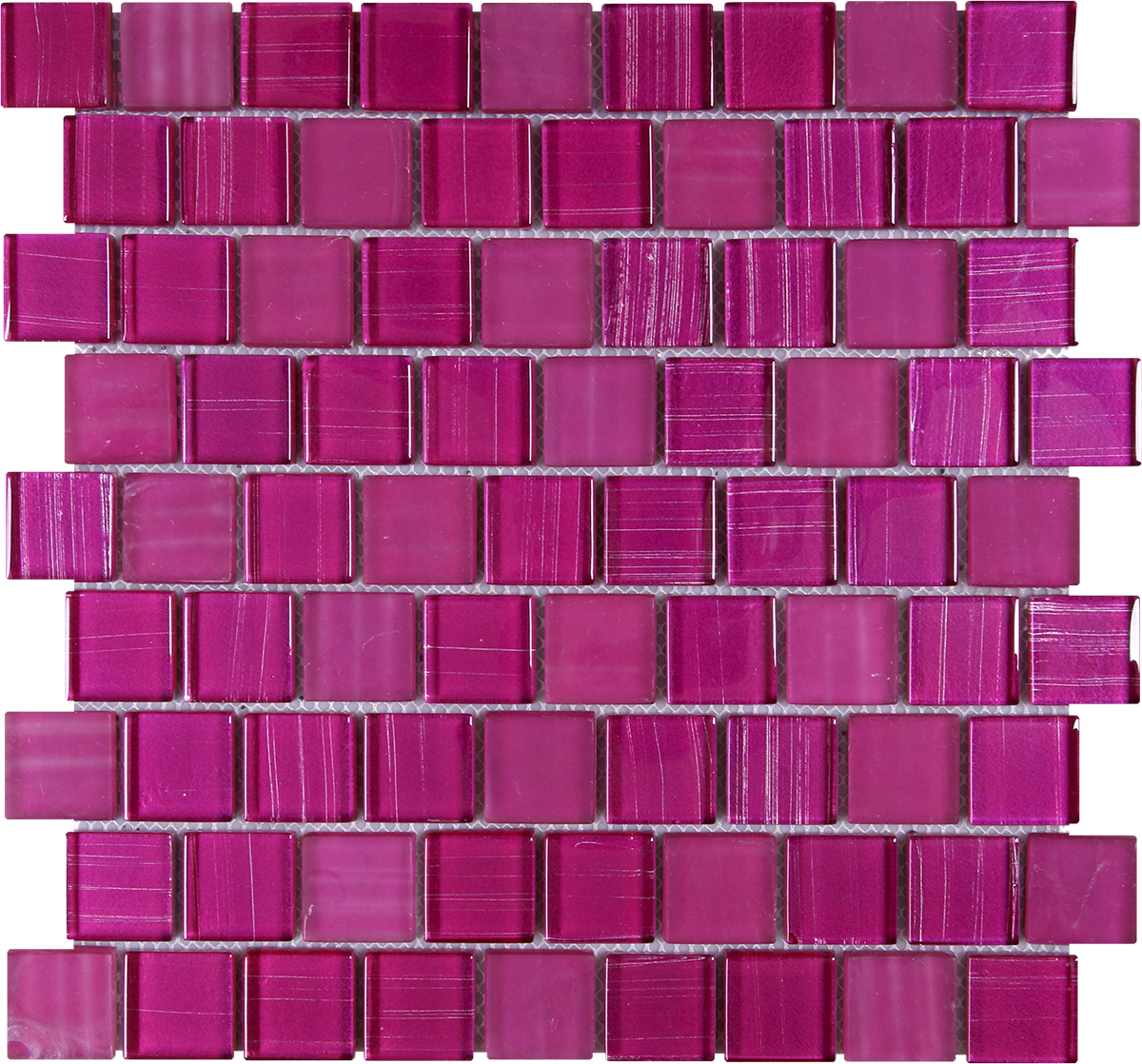 Glass Fushia Linear Mix 12"x12"