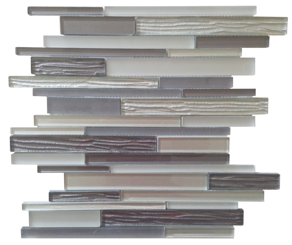 Wood look Glass Baguette Grey Mix Mosaic