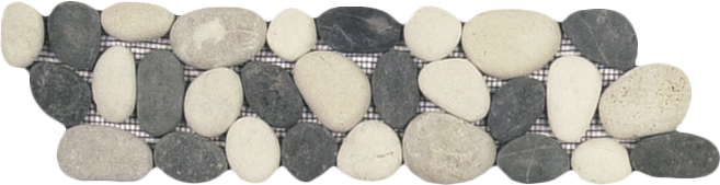 Mix White/Black/Beige Rectified Matte Pebble Interlocking Border