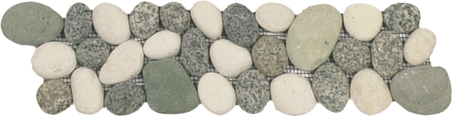 Mix Speckled/Green/White Rectified Matte Pebble Interlocking Border