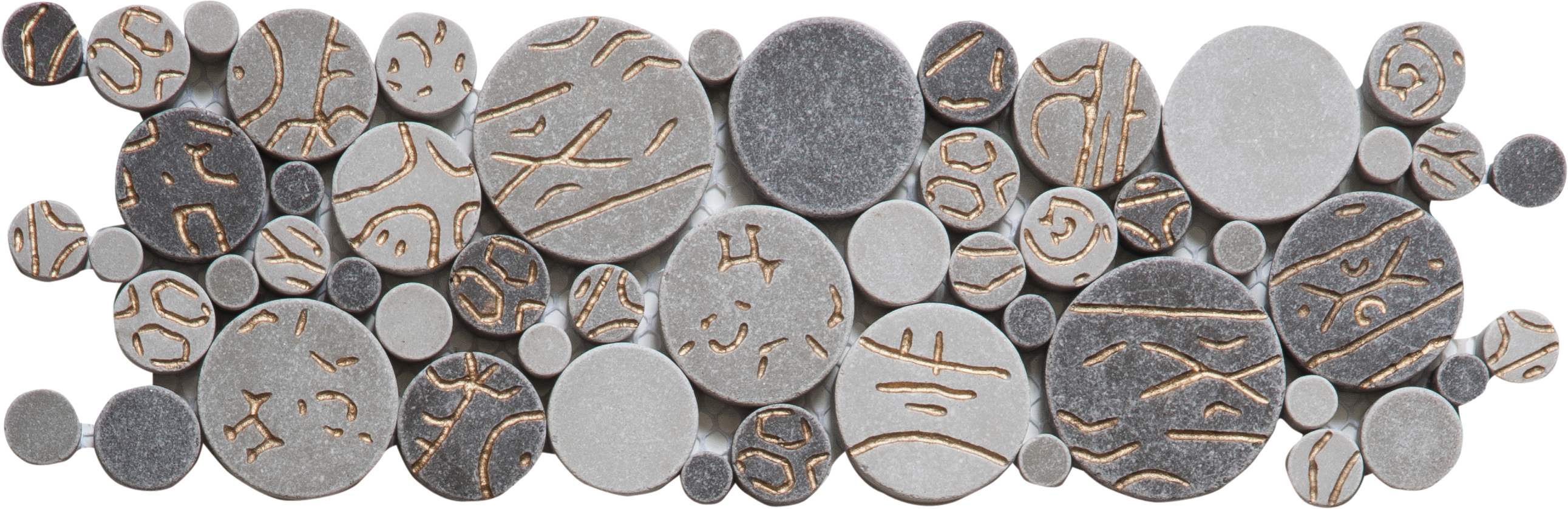 Taupe Gold Penny Rounds Reconstituted Border