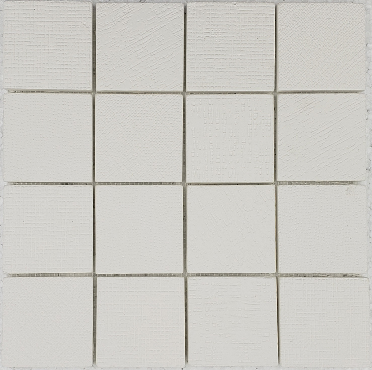 3"x3" Super White Engineered Textile Print mosaic