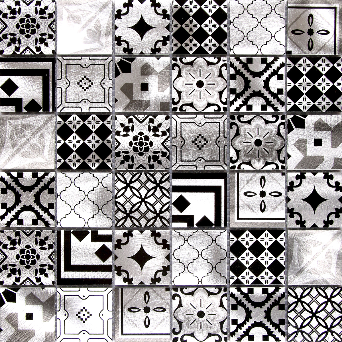 Aluminum 2"x2" Patchwork Design Silver B