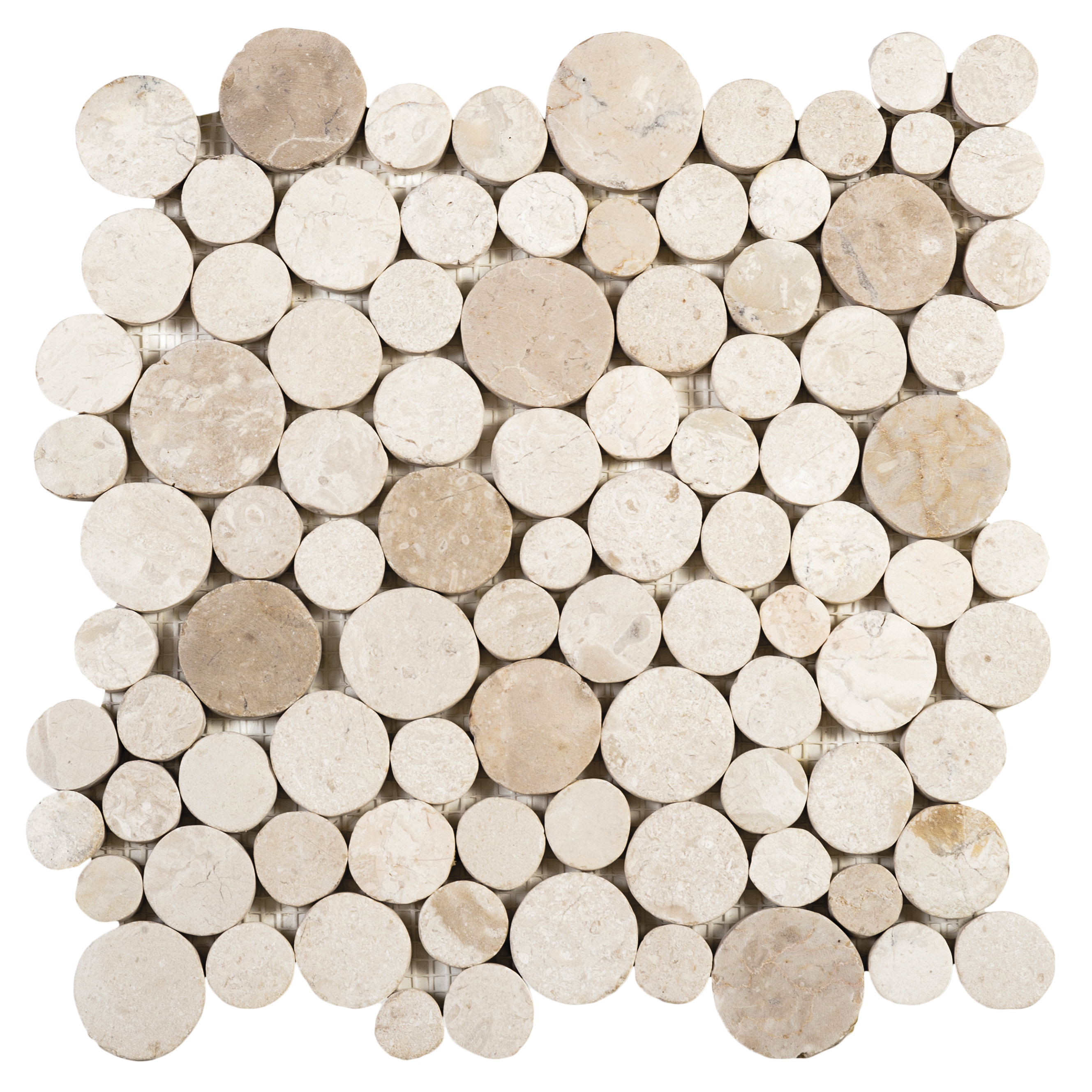 Round Marble Off White Mix Mosaic 12"x11