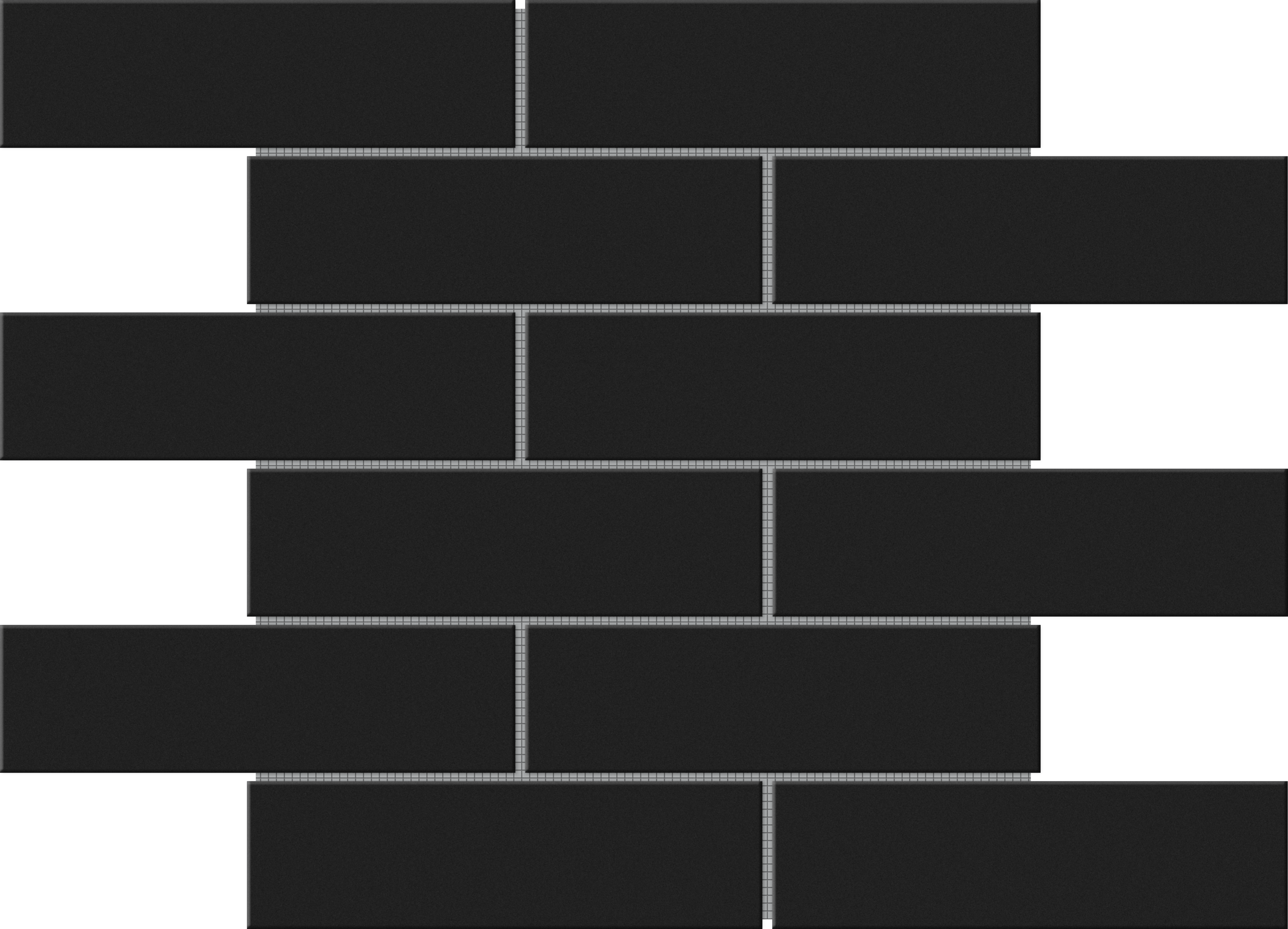 Black Brick Pattern Glossy 2"x6" Glazed