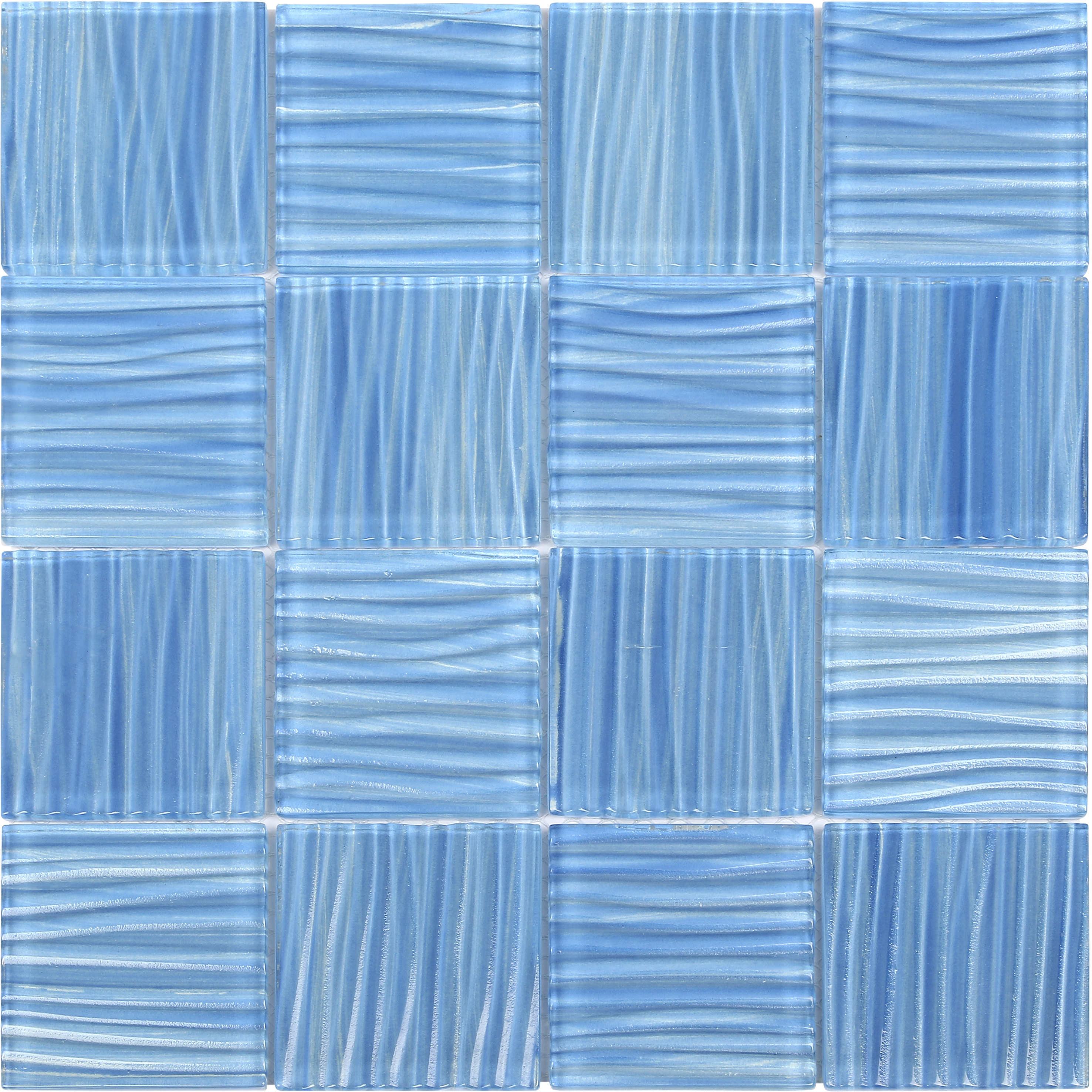 3"x3" Glass Pool Striped Light Blue Mosa