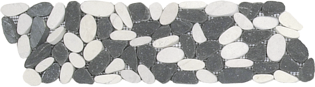 Mix White/Black Sliced Matte Pebble Border