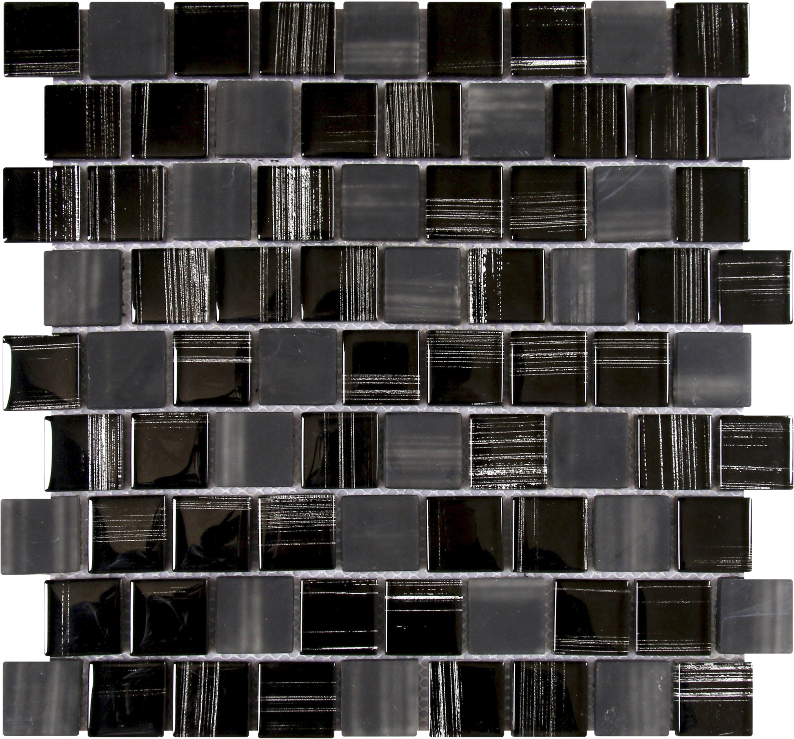 Glass Black Linear Mix 12"x12"