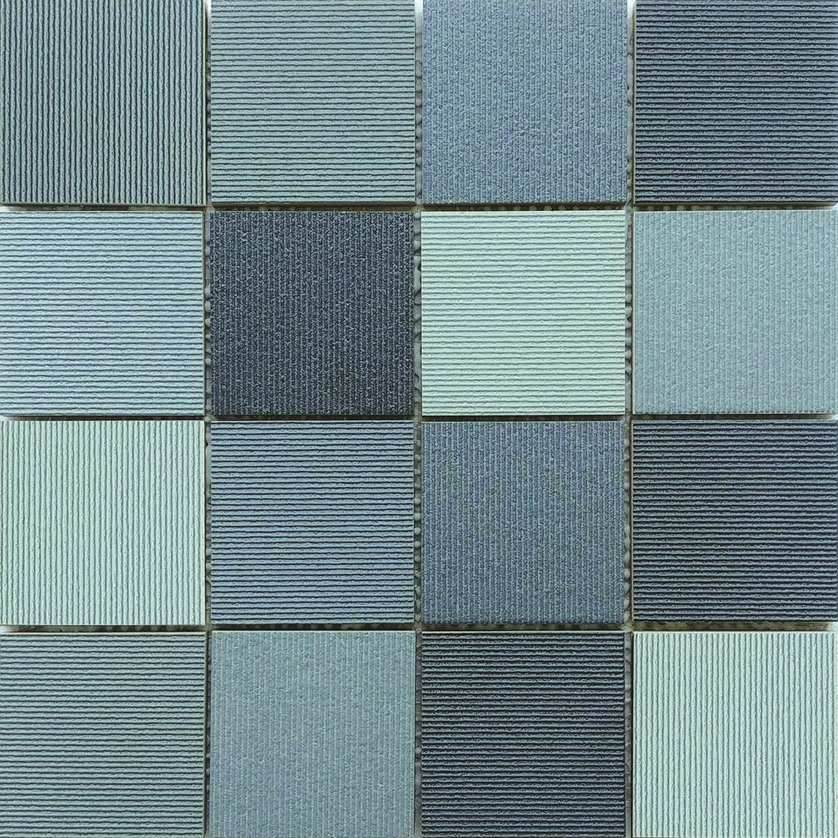 3"x3" Striped Grey Mix Ceramic Mosaic