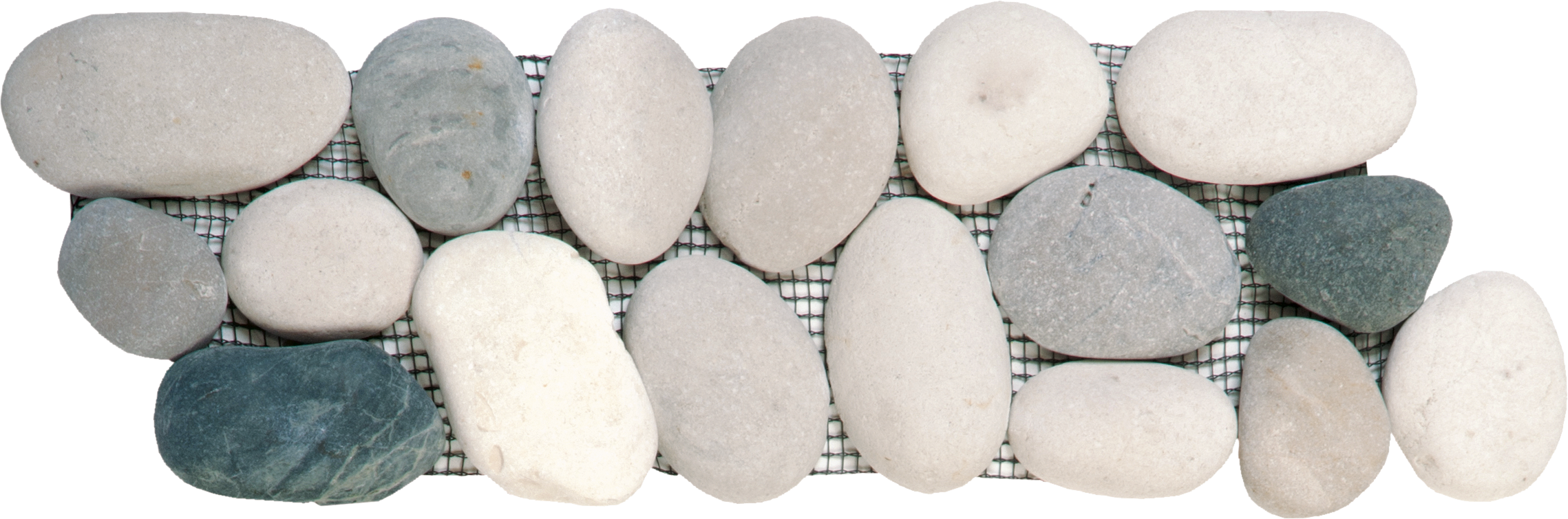 Mix White/Grey/Beige/Black Rectified Matte Pebble Interlocking Border