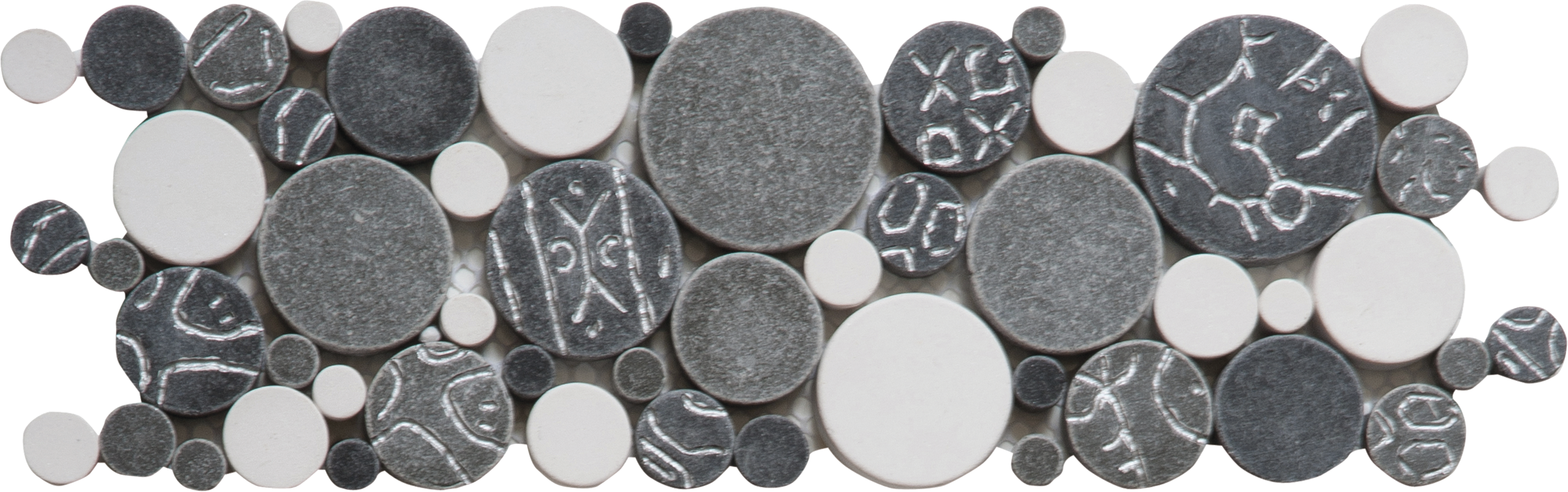 White Grey Silver Penny Rounds Interlocking Border