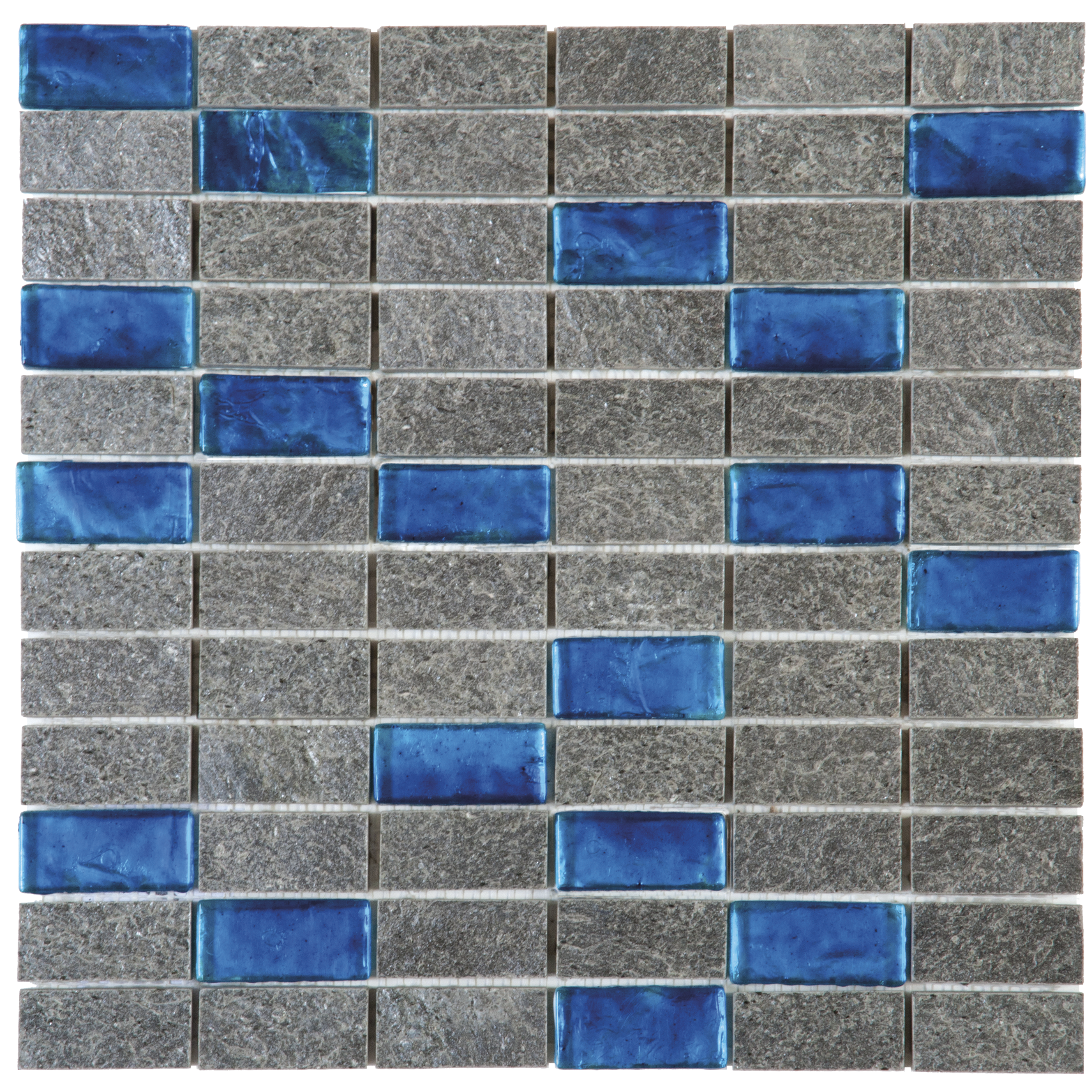 Grey Natural Quartzite Blue 1"x2" Glass Mosaic