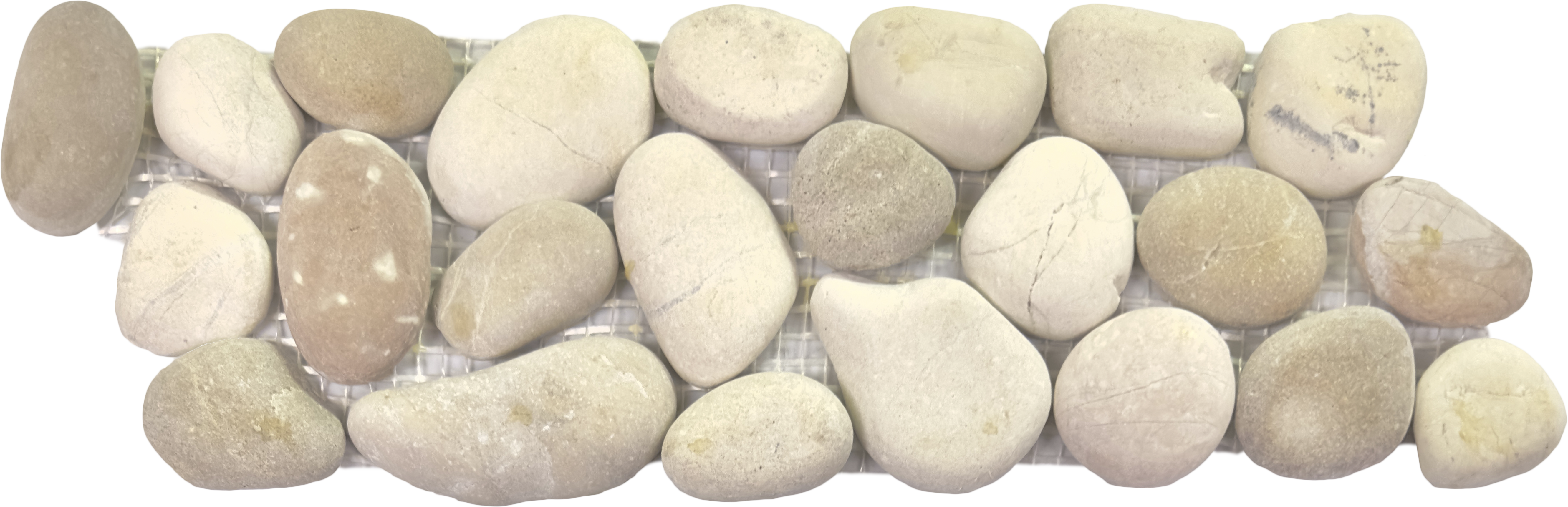 Mix White/Pink/Beige Rectified Matte Pebble Interlocking Border