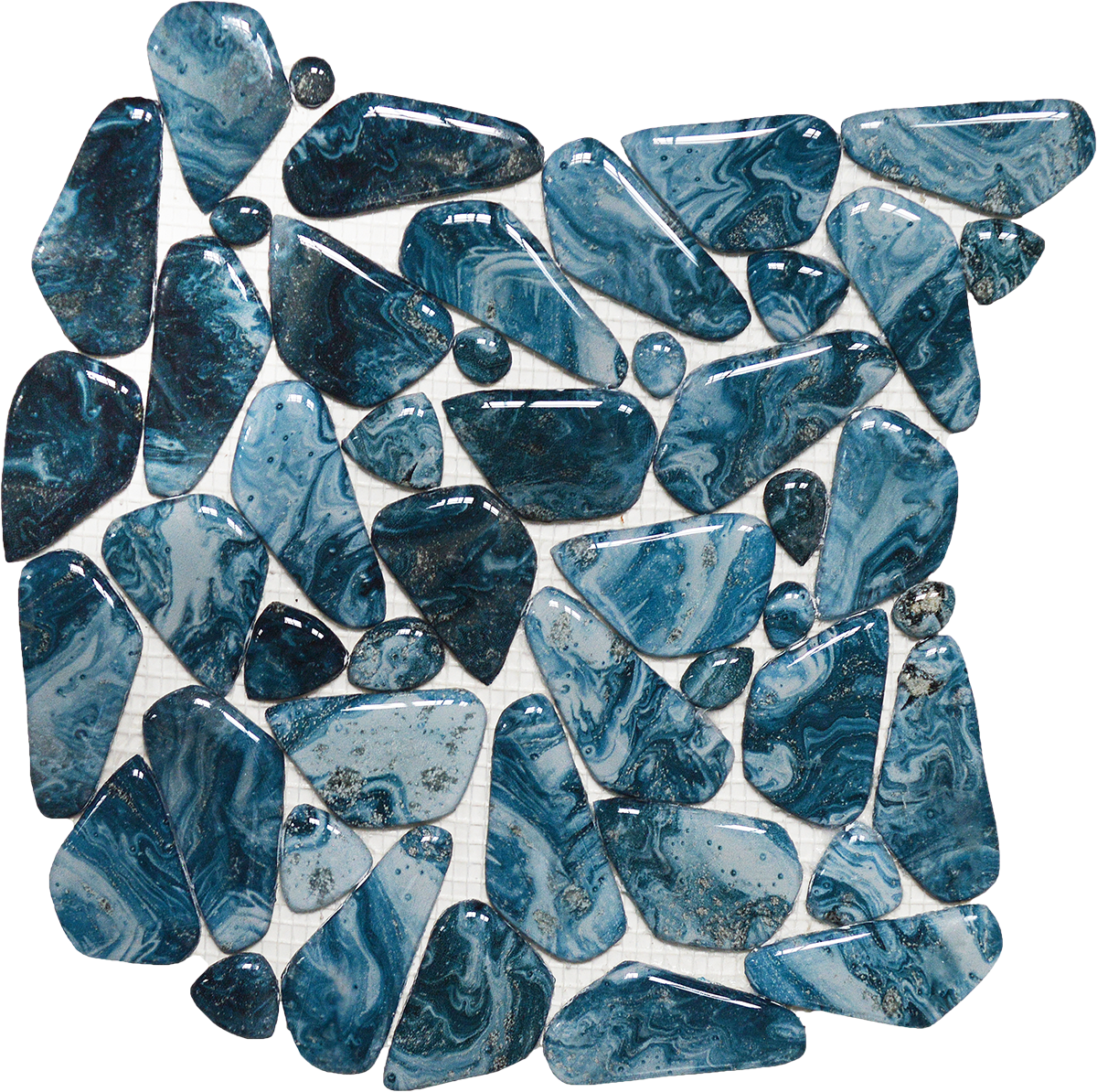 Glass Pebble Blue Marble Pattern Mix Mosaic