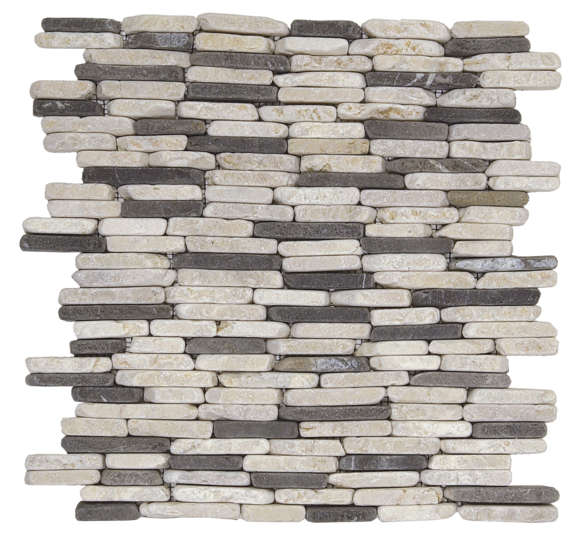 White Grey Stacked Brick Marble