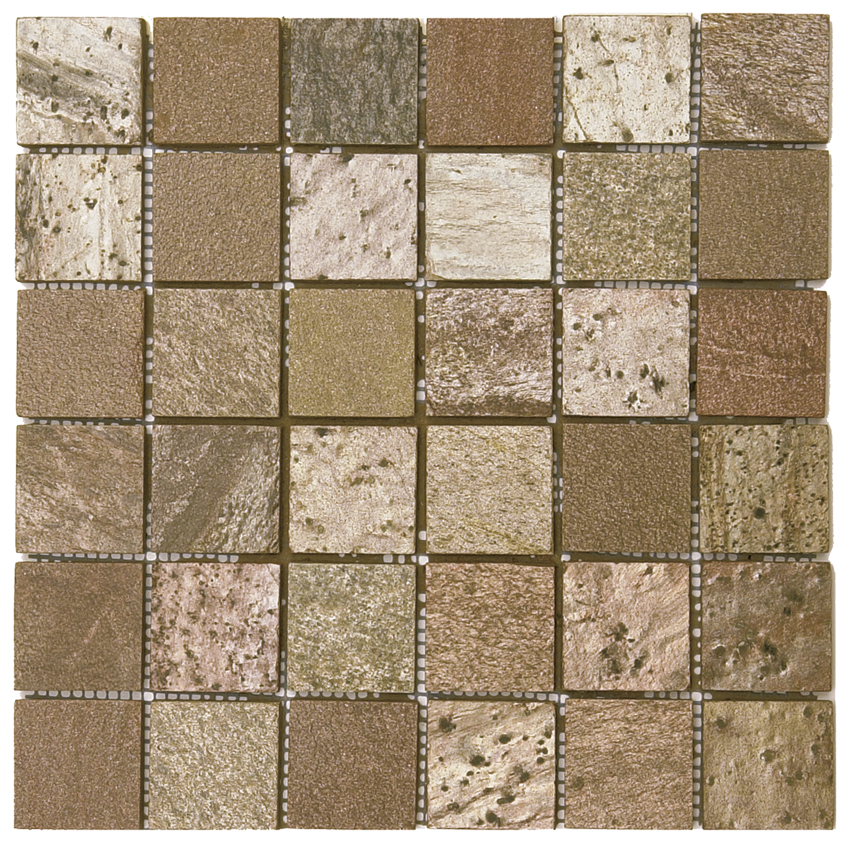 Copper Polished 2"'x2" Quartzite Mosaic